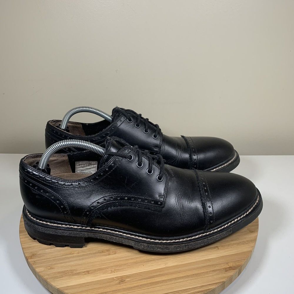 Woolrich Shoes Leather Mens 10 Oxford Leather Black‎ Lace Up Rubber Sole Cap Toe